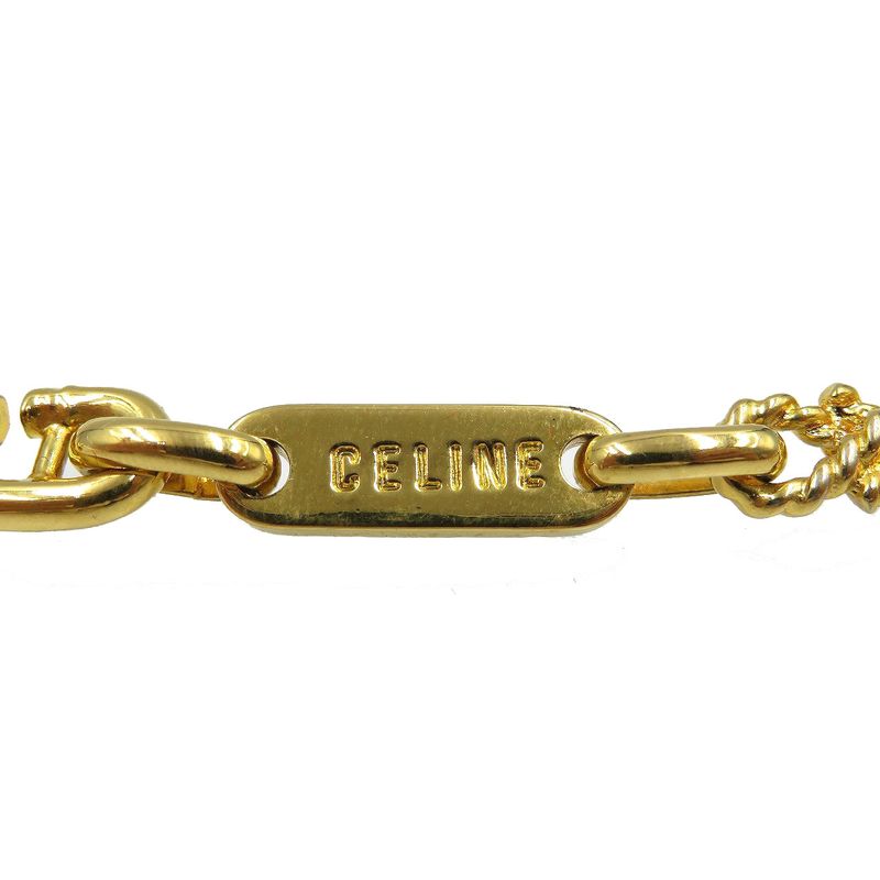 Celine Metal Gold Vintage Necklace Accessory 0171 Celine