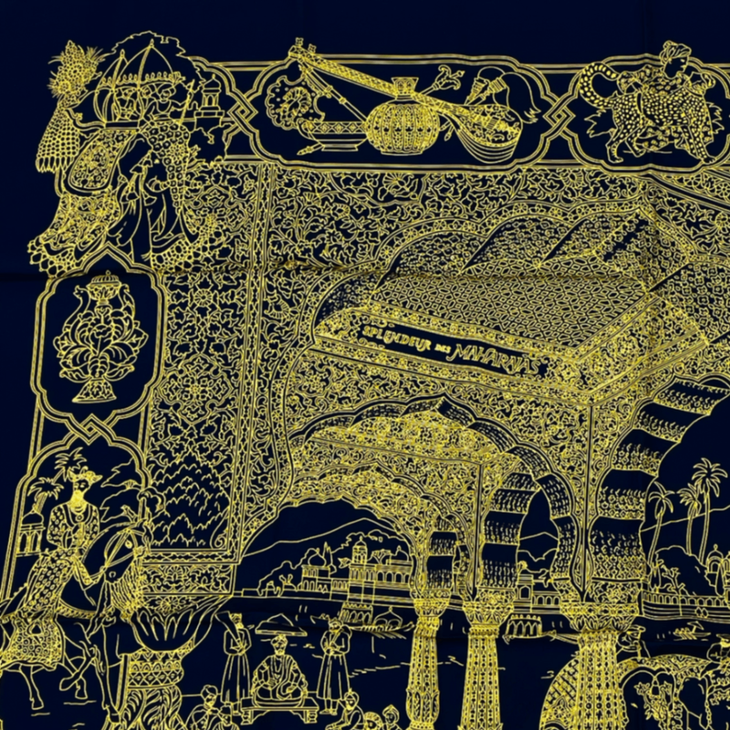 Rare Like New Hermes Carre 90 Silk Scarf Splendeur DES Maharajas Splendor Black