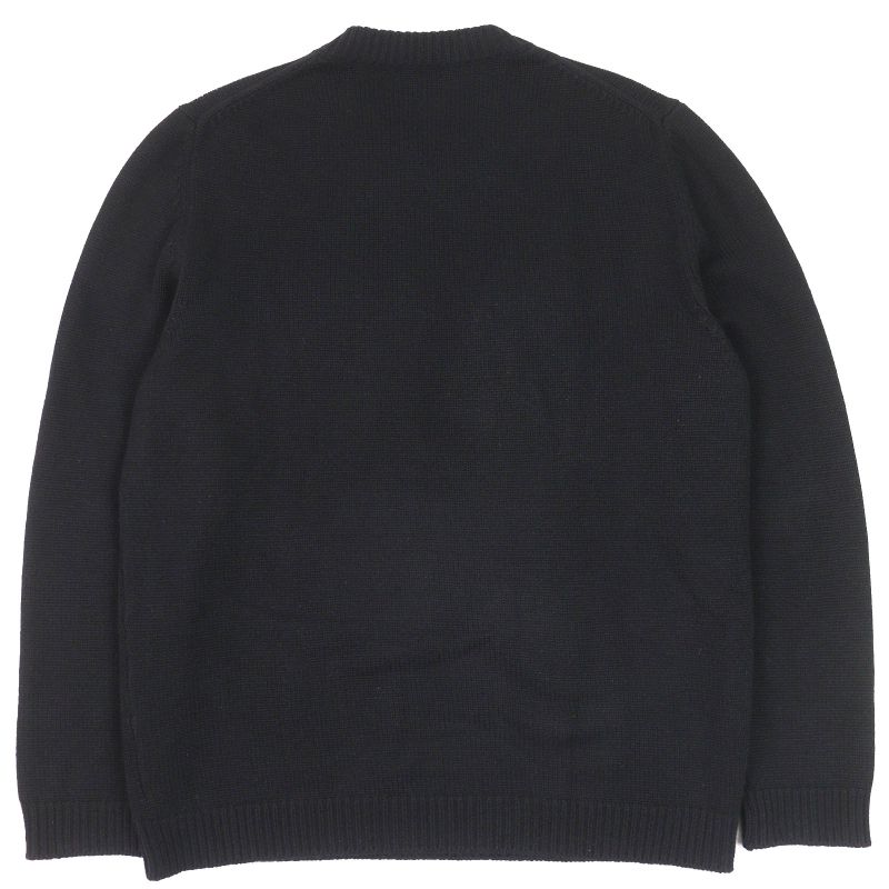 Fendi Fzz469 100% Cashmere Front Logo Crew Neck Long Sleeves Knit Sweater Black