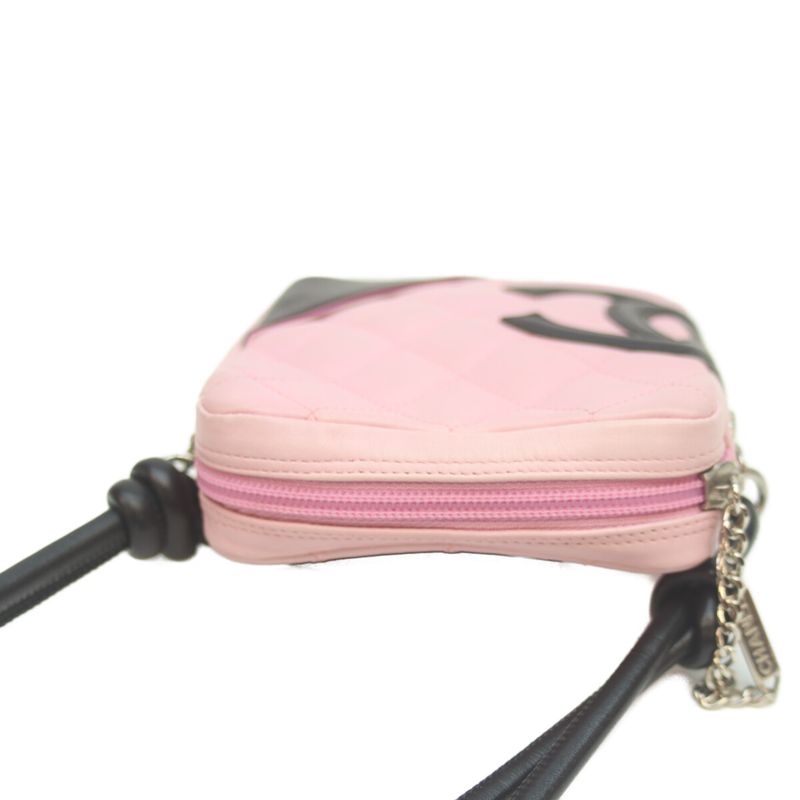 Chanel A25177 No 8 Pink Black Cambon Small Pochette Shoulder Bag Black Quilted