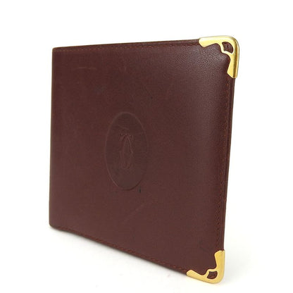 Cartier Wallet Must Leather Bordeaux Fold Logo Compact Women Men Cartier