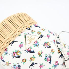 Prada Handbag Bag Canvas Wicker Women's White Multicolor