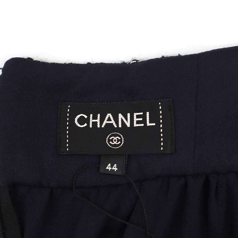 Chanel Tweed Combination Rayon Skirt P54588v41169 Navy 44
