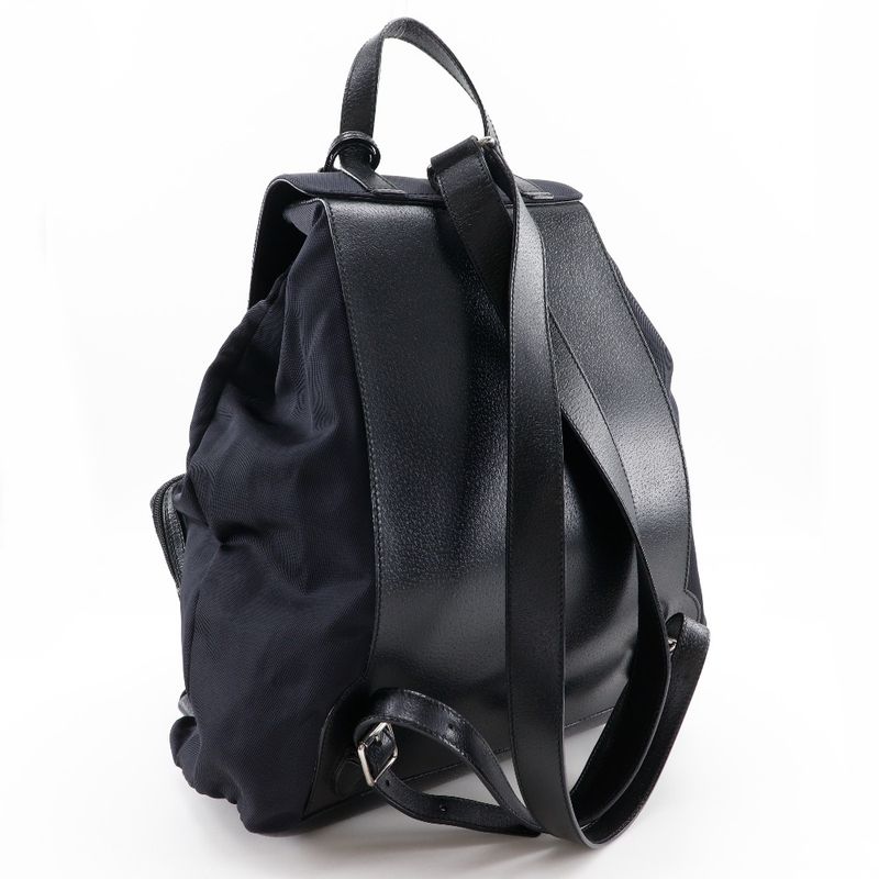 Gucci 019.2058.0173.5 Nylon Canvas And Leather Black Ladies Backpack/daypack