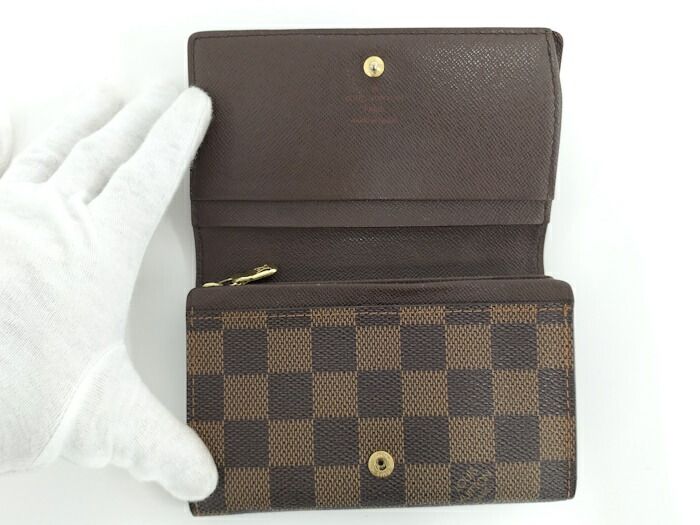 Louis Vuitton Porte Feuille Tresor Fold Wallet With L-shaped Zipper Damier