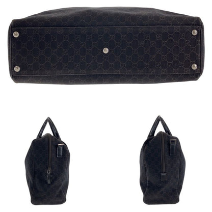 Gucci Dark Brown Silver Hardware GG Canvas/leather 196356 Boston Bag Unisex