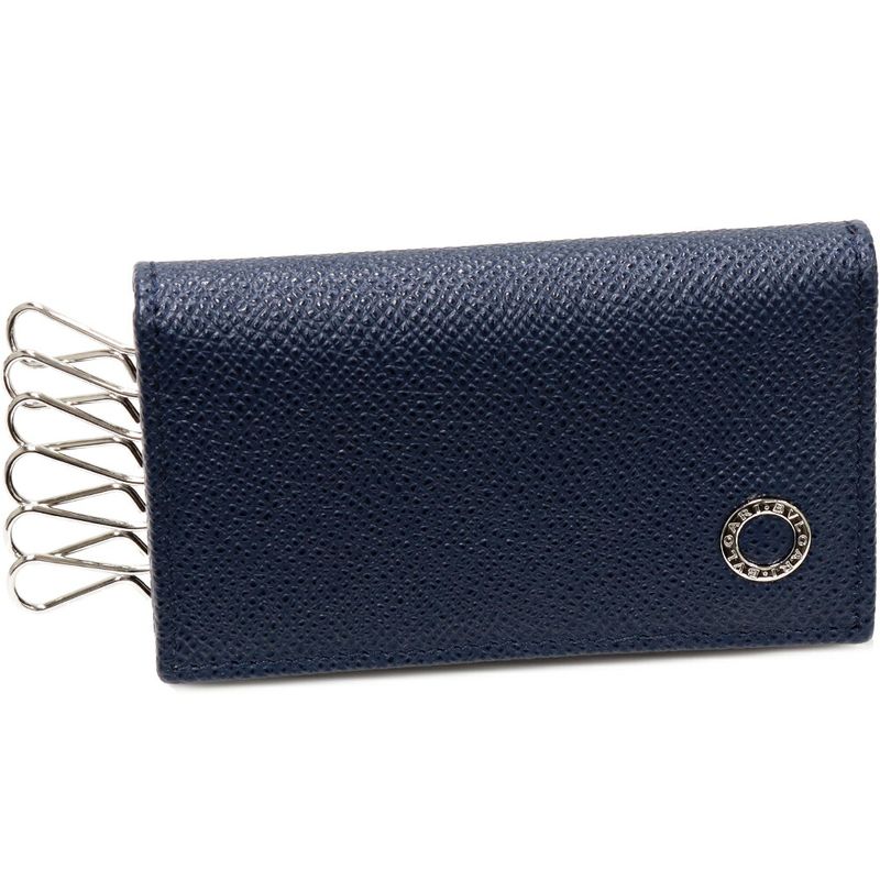 Bulgari 6-ribbon Key Case Bulgari Man Grain Leather Navy 39318
