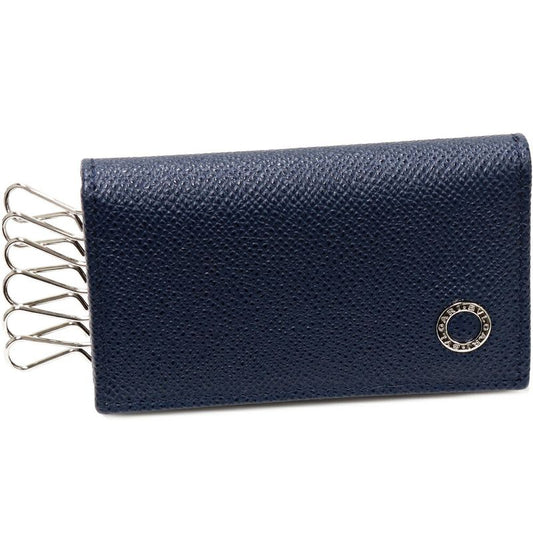 Bulgari 6-ribbon Key Case Bulgari Man Grain Leather Navy 39318