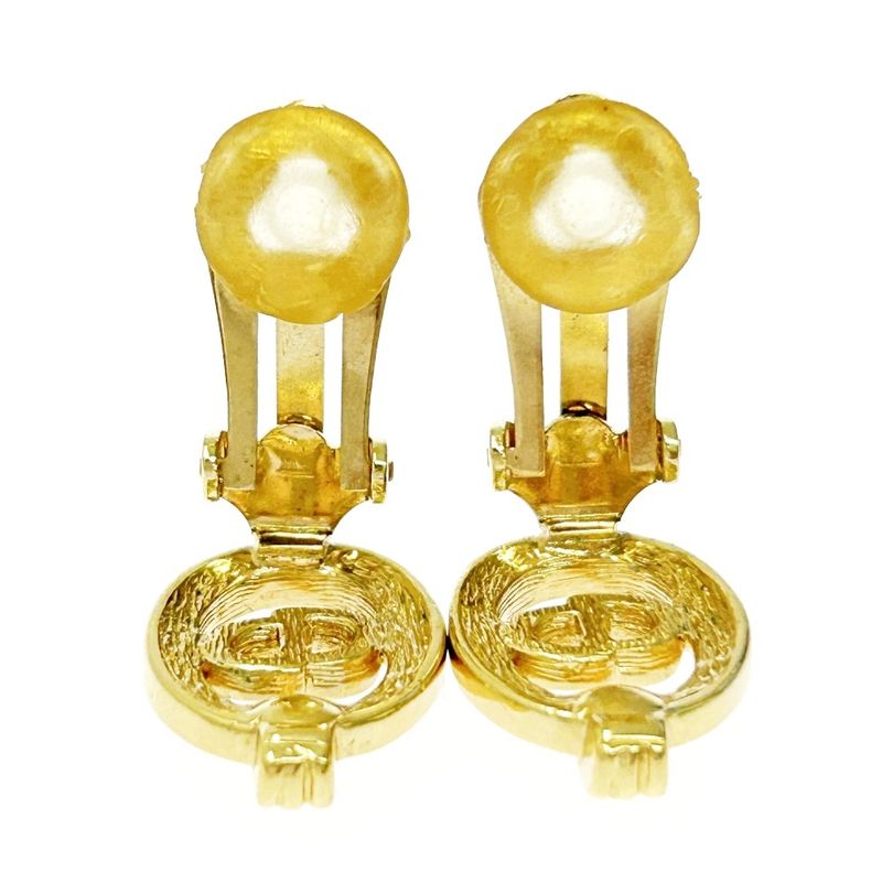 Christian Dior GP Rhinestone CD Logo Oval Earrings Gold 364052 Earrings