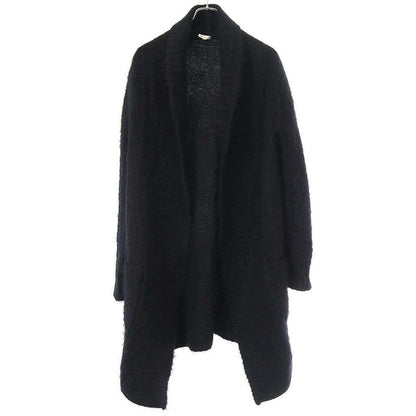 Hermes Mohair Knit Gown Coat Black 40