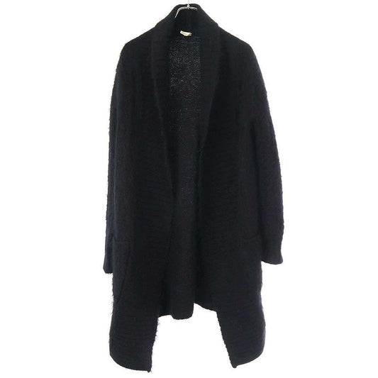 Hermes Mohair Knit Gown Coat Black 40