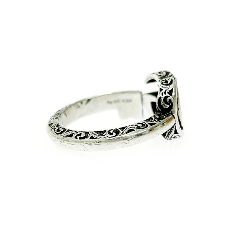 Gucci Silver Arabesque GG Engraved Edge Key Ring 5.6g 925 Engraved 394052 Ring