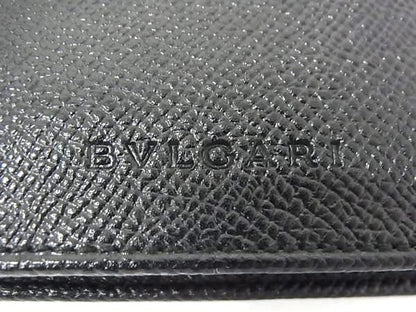 Bvlgari Leather Bifold Wallet Coin Purse Billfold Card Holder Men's Black