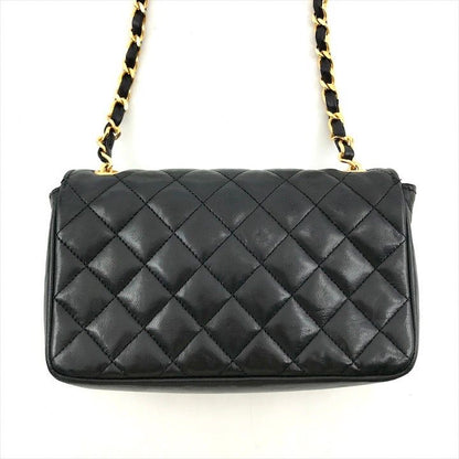 Chanel CC Logo Mini Quilted Turnlock Lambskin Chain Shoulder Bag Black