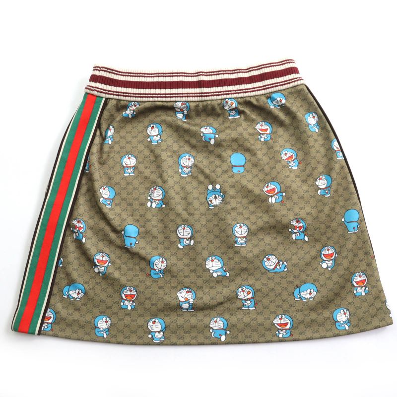 Gucci Doraemon Gucci Doraemon 656596 GG Pattern Webline Trapezoid Skirt Mini