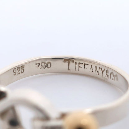 Tiffany & Co Hook And Eye Silver 925 X 18K Yellow Gold Size 8.5 Ladies 2.6g Ring