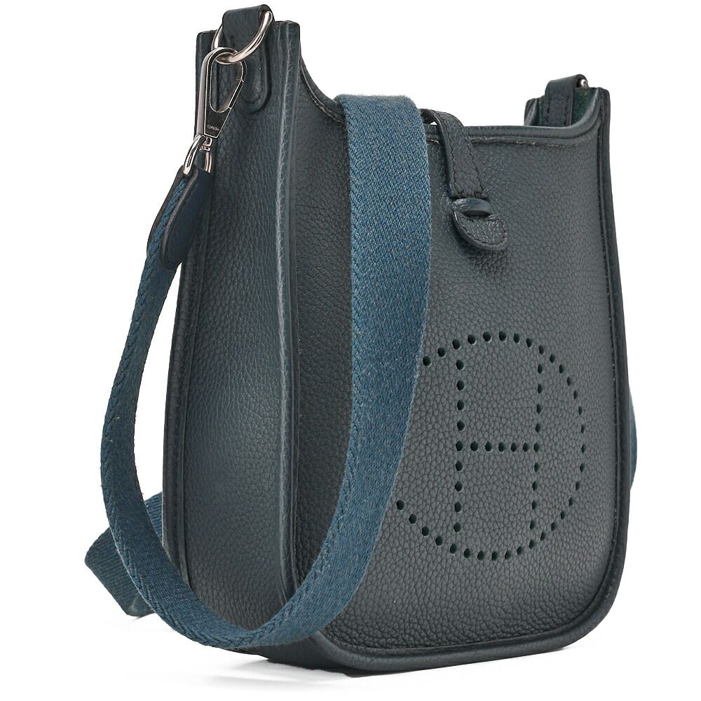 Hermes Evelyn TPM Shoulder Bag Taurillon Clemence Blue Orage (silver Hardware)