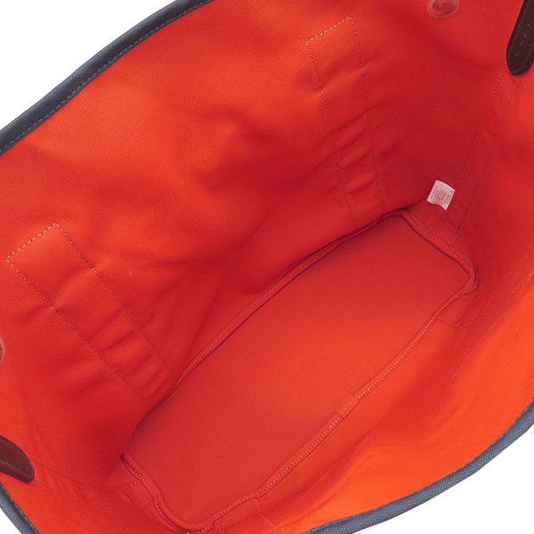 Hermes 2way Bag Sac de Pansage Groom Toile Chevron Navy and Orange Silver