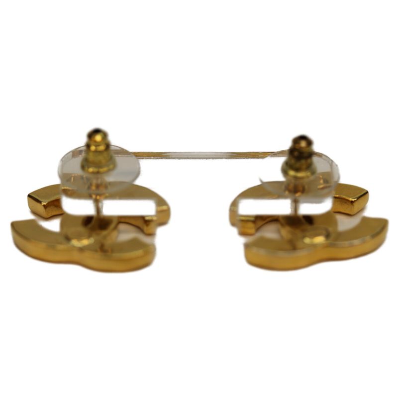 Chanel L23C Black GP Coco Mark Pierced Earrings