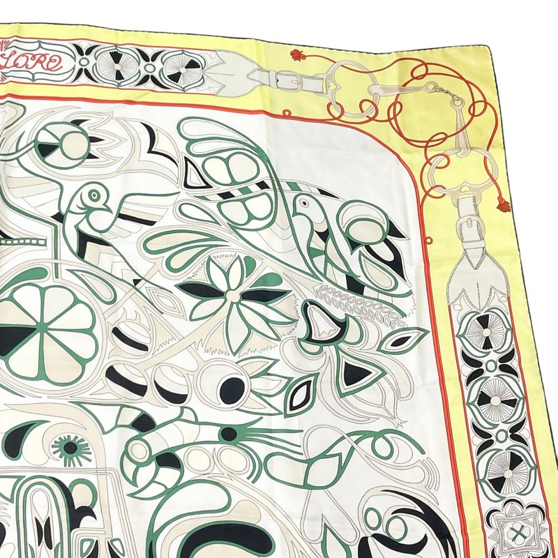 Hermes Carre 140 Large Scarf Silk Folklore Yellow