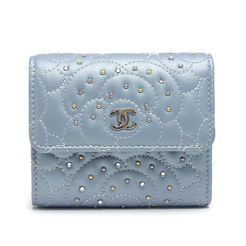 Chanel Camellia Small Flap Wallet Trifold Wallet A83570