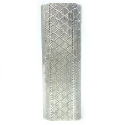 Cartier Plaid Oval Gas Lighter Smoking Goods Silver Made In Switzerland Men's