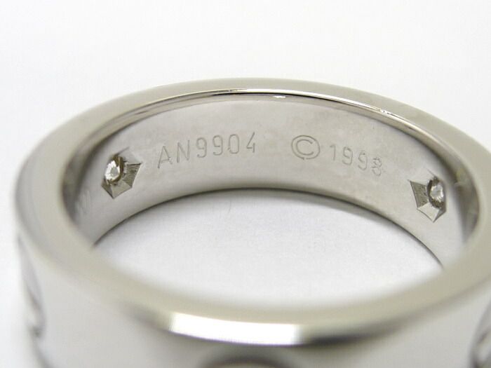 Cartier Love Ring 750wg 18K White Gold White Togo Old Diamonds Size 50 Approx