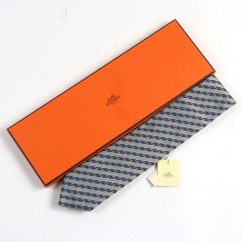 Hermes 659087t Cravate SOIE Lourde 100% Cravat Silk Pomme Marine Fuchsia