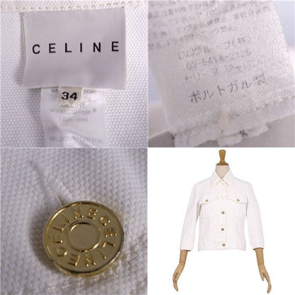Celine Jacket Denim Jacket Seventh Sleeve White Deni