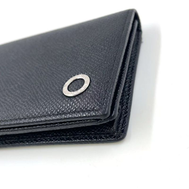 Bvlgari Man Business Card Holder Leather Card Case Silver