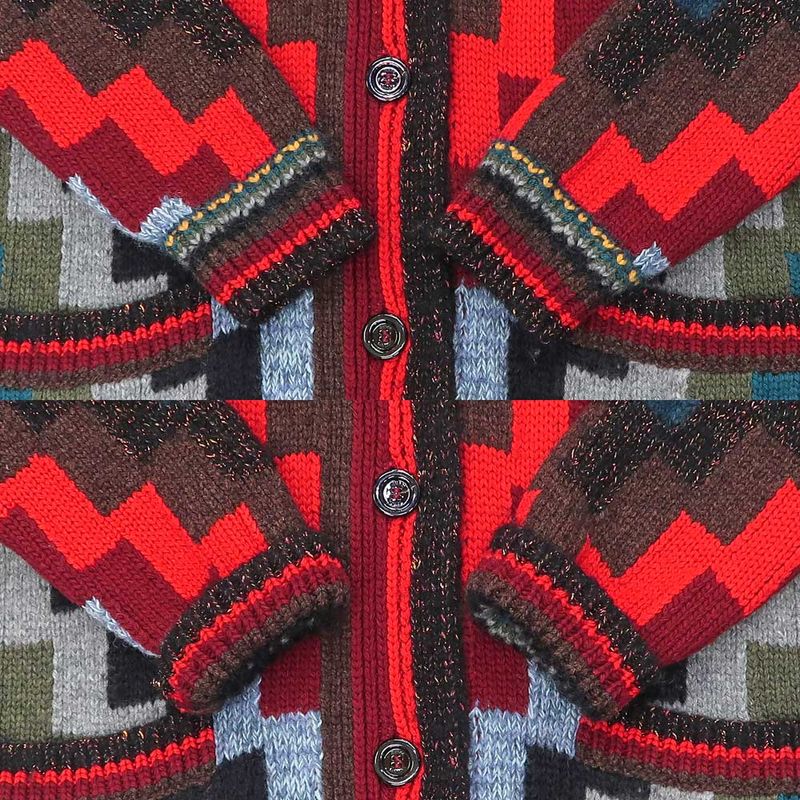 Gucci Long Cardigan Knit XS Pattern Multicolor Button Closure Long