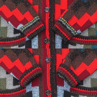 Gucci Long Cardigan Knit XS Pattern Multicolor Button Closure Long