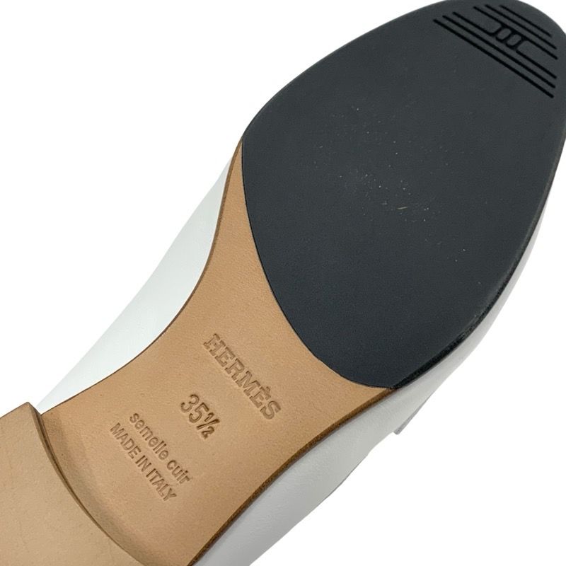 Hermes Royale Loafer Leather Shoes Leather White Unused Moccasins Flat Shoes