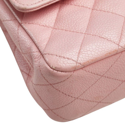 Chanel Coco Mark Matelasse 25 Double Flap Chain Shoulder Bag Pink Caviar Skin