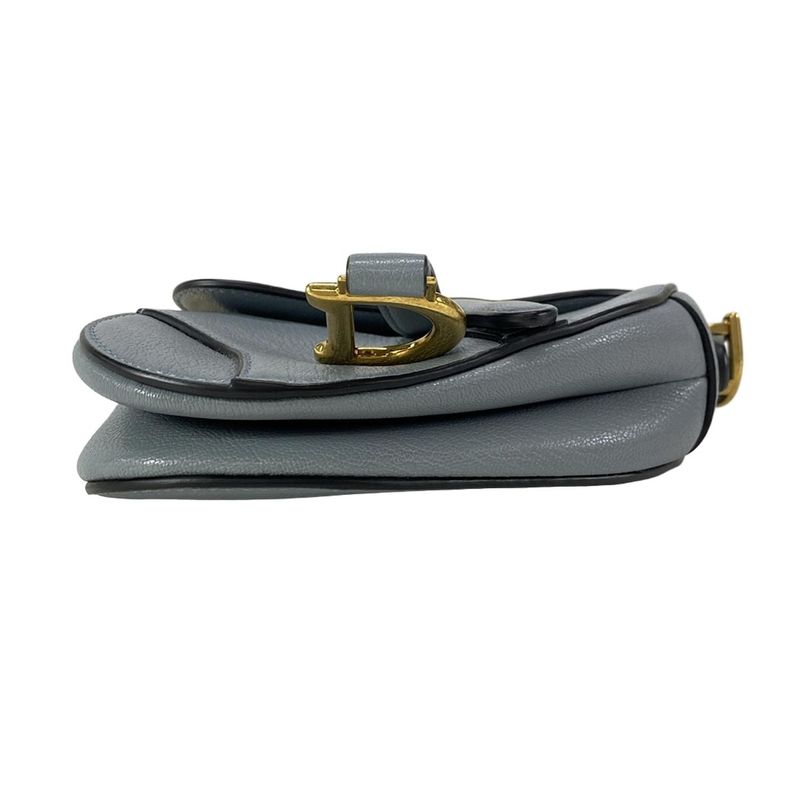 Dior/christian Dior Handbag Saddle Micro Bag Cloud Blue Mini Bag Leather