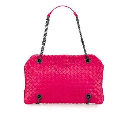 Bottega Veneta Intrecciato Chain Shoulder Bag Pink Leather Women Bottega Veneta