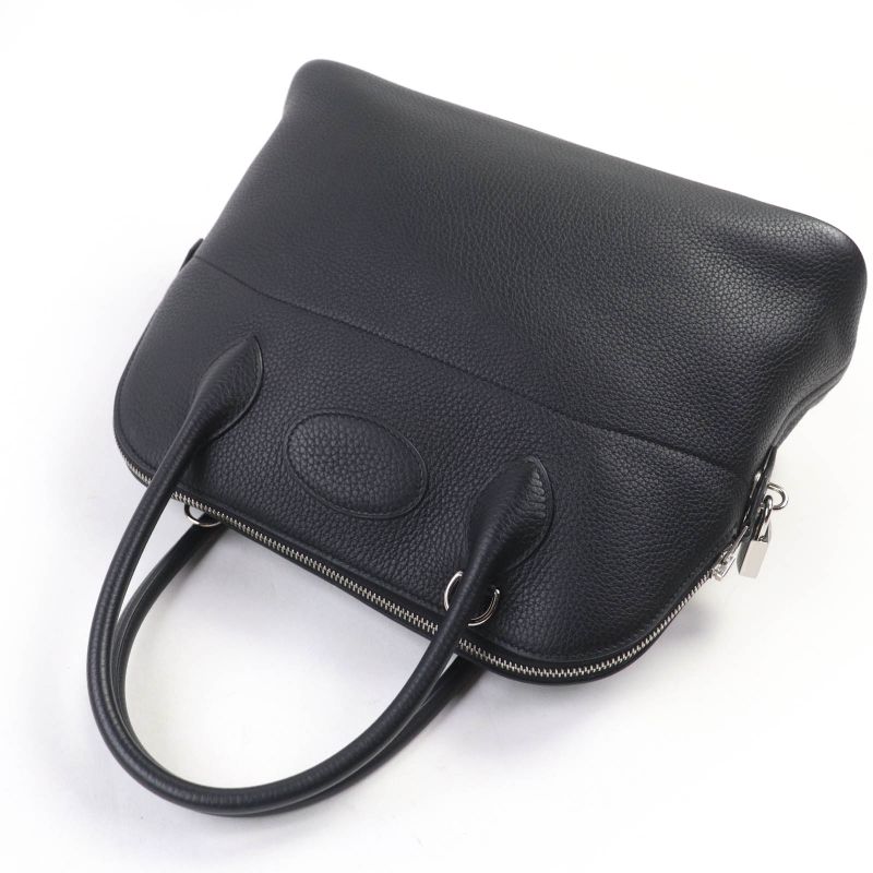 Hermes Bolide 31 Taurillon Clemence Silver Hardware Handbag Black Engraved Y