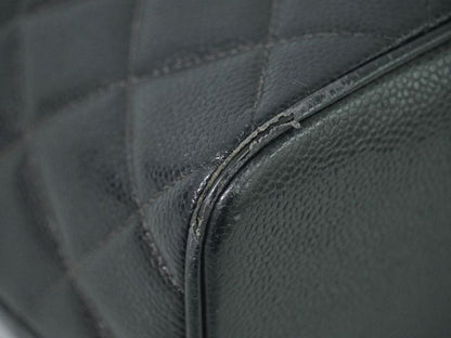 Authentic Chanel Coco Mark Revival Tote Handbag Caviar Skin Leather Black Coco