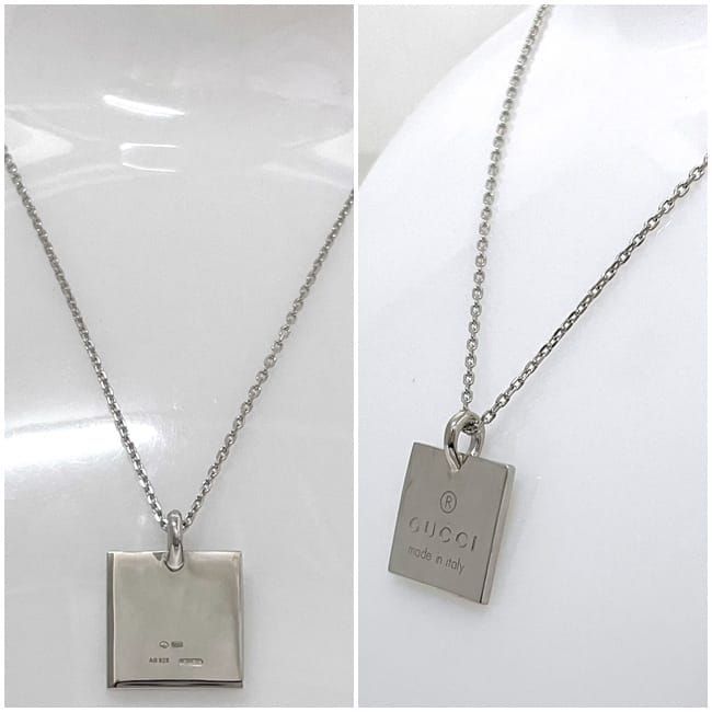 Gucci Square Logo Plate Necklace Ec22785 Silver