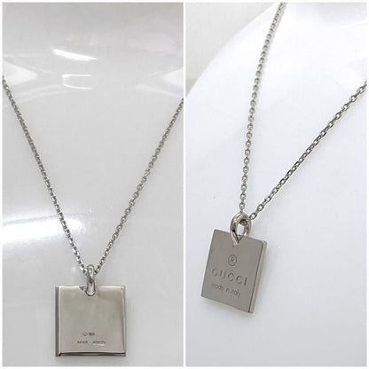 Gucci Square Logo Plate Necklace Ec22785 Silver