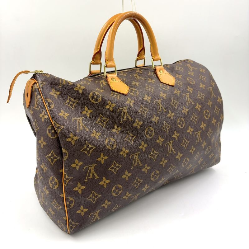 Louis Vuitton Speedy 40 Monogram Leather X PVC Brown Handbag Gold M41522