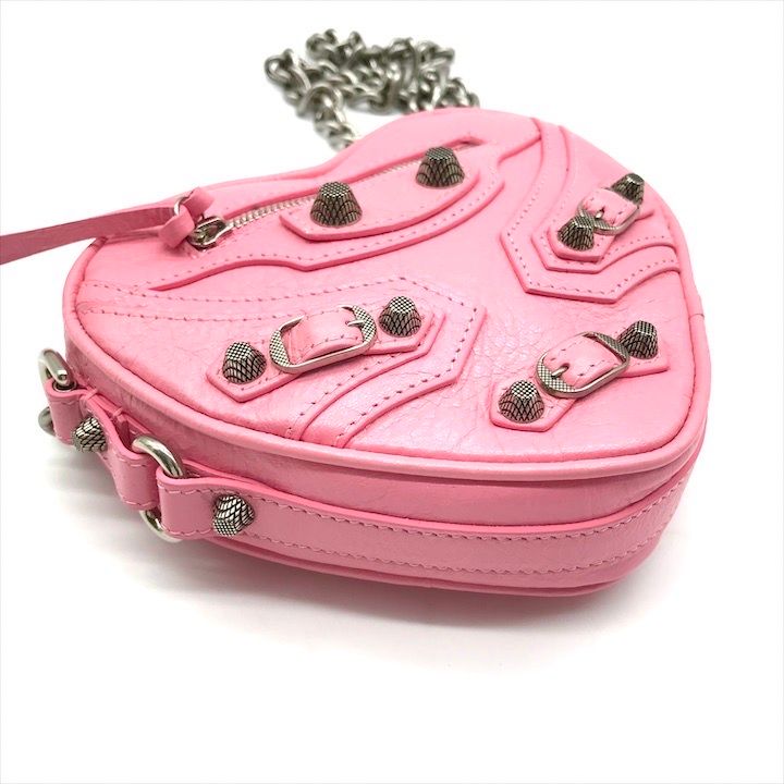 Balenciaga le Cagole Heart Leather Mini Shoulder Bag Pink