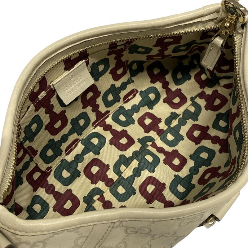 Gucci Handbag Stripe Line Abby 130939 Beige Leather