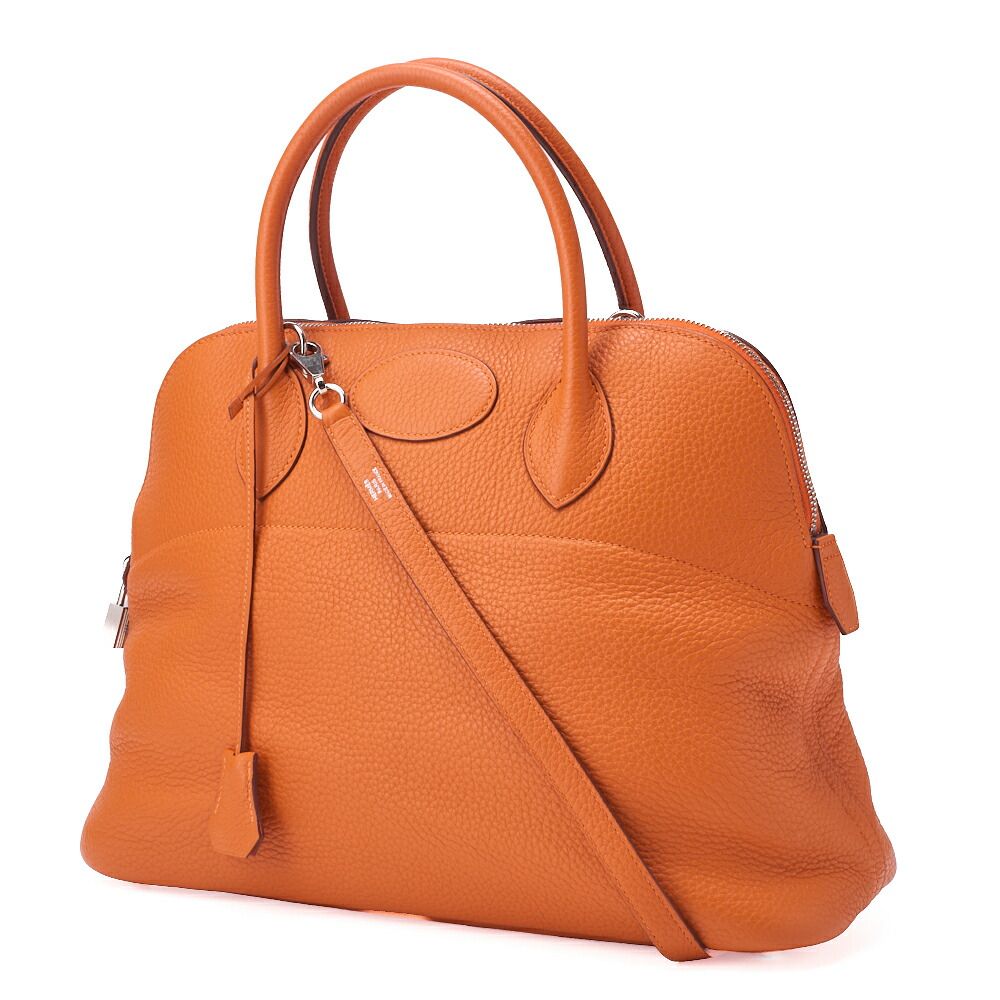 Hermes Bolide 35 Handbag Shoulder Bag Taurillon Clemence Orange Orange (silver