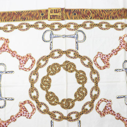 Gucci Vintage 100% Cotton Animal Print Horsebit Large Shawl Scarf Brown Made In