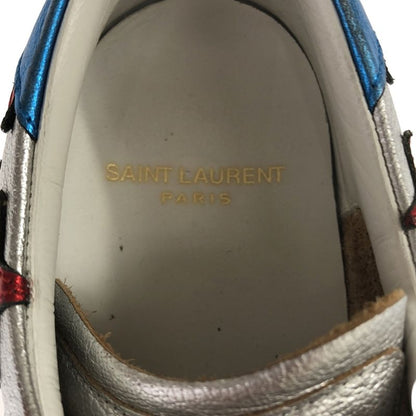Saint Laurent Paris Star Patch Metallic Low Cut Sneakers Vu 377340 Silver 35
