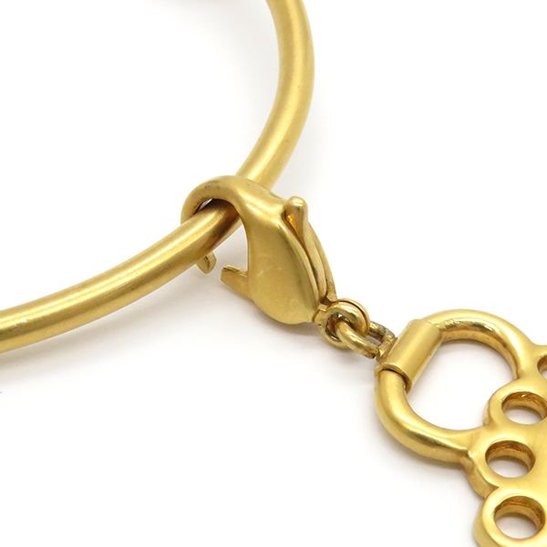 Hermes Bangle Circle Cutout GP Yellow Gold Charm Bracelet Metal Round [case