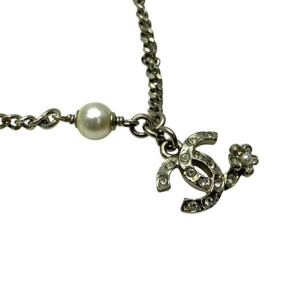 Chanel Bracelet C21B Coco Mark Accessories Jewelry Faux Pearl Rhinestone Silver
