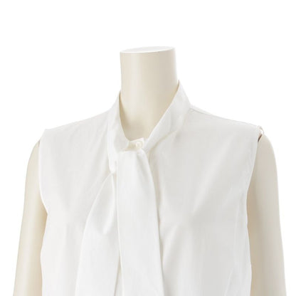 Prada 19 Cotton Bow Tie Sleeveless Blouse White 42