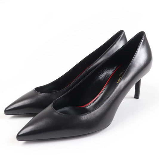 Saint Laurent Paris 480093 Pointed Toe Leather Pumps Black 36.5 Made In Italy